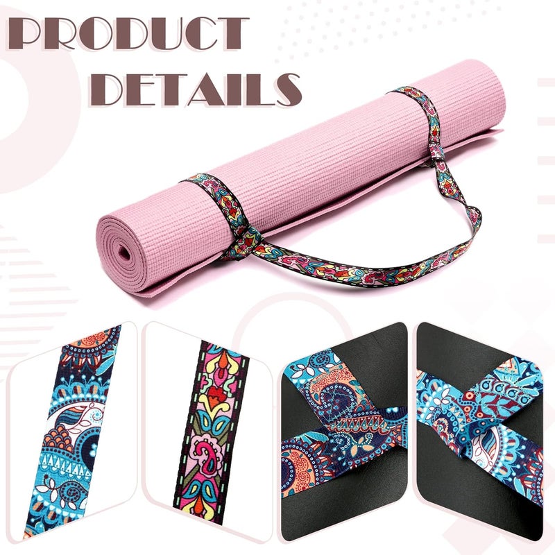 Minatee 2 Pcs Yoga Mat Strap Sling Adjustable Thick Mat Carrier Stretching Strap Yoga Mat Sling Holder Women Stretching Band - Image 2